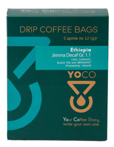 Drip-Bagi YoCo Coffee Ethiopia Jimma MC Decaf Gr.I 5x12g - opinie w konesso.pl